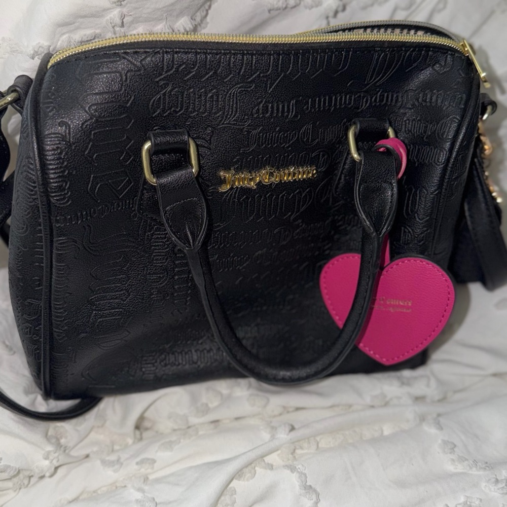 Juicy Couture Black Handbag with Pink Heart Charm